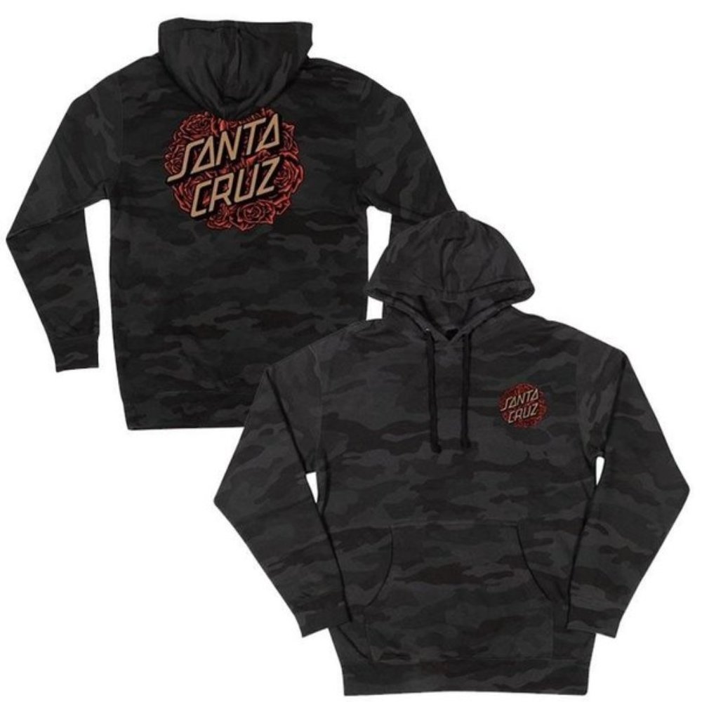 Men Santa Cruz Bouquet Dot Black Camo Hoodie Size Small